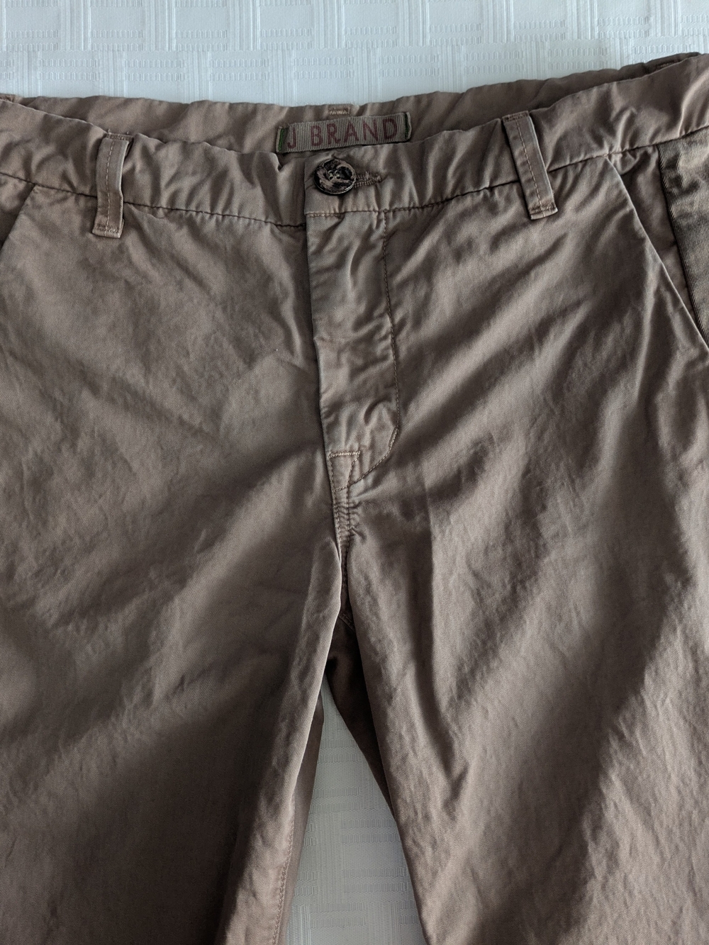 ​J Brand Avery Pants 28 Cedar Chest Khaki Tan Side Panel Chino Trousers Made in